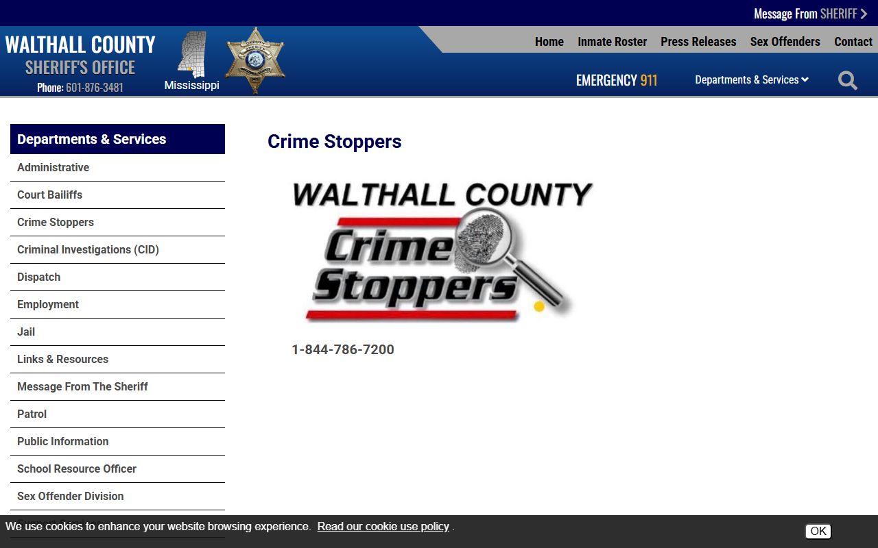 Walthall County Crime Stoppers tip line for reporting crime and arrests