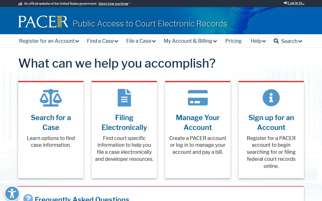 Walthall County federal docket and case record search on the PACER portal