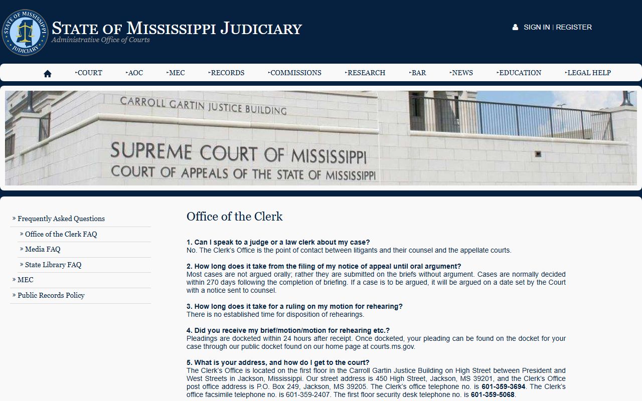 Mississippi Judiciary records page for Walthall County court records requests