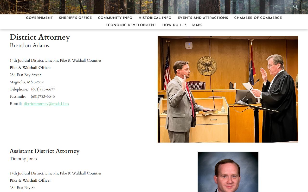 Walthall County 14th Judicial District Attorney page for criminal court records