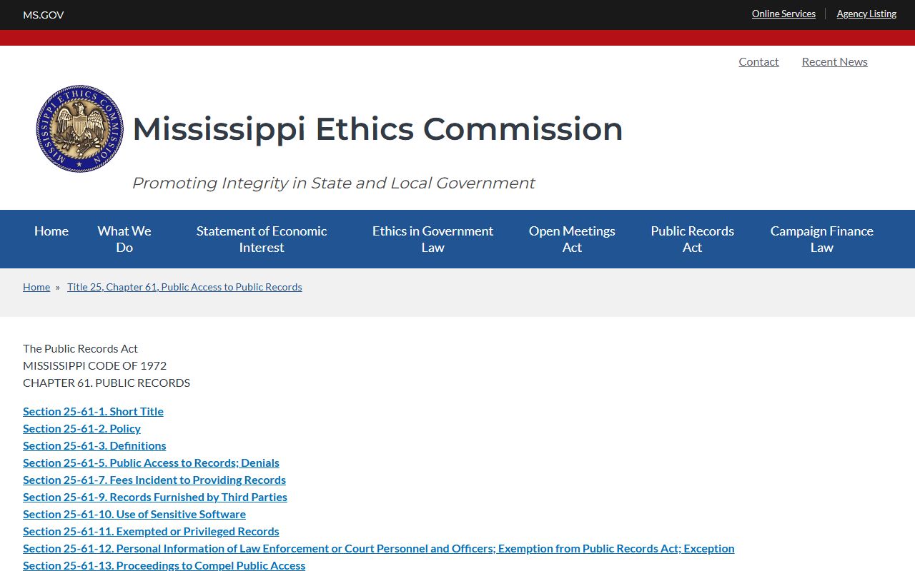 Walthall County court records and Mississippi Public Records Act