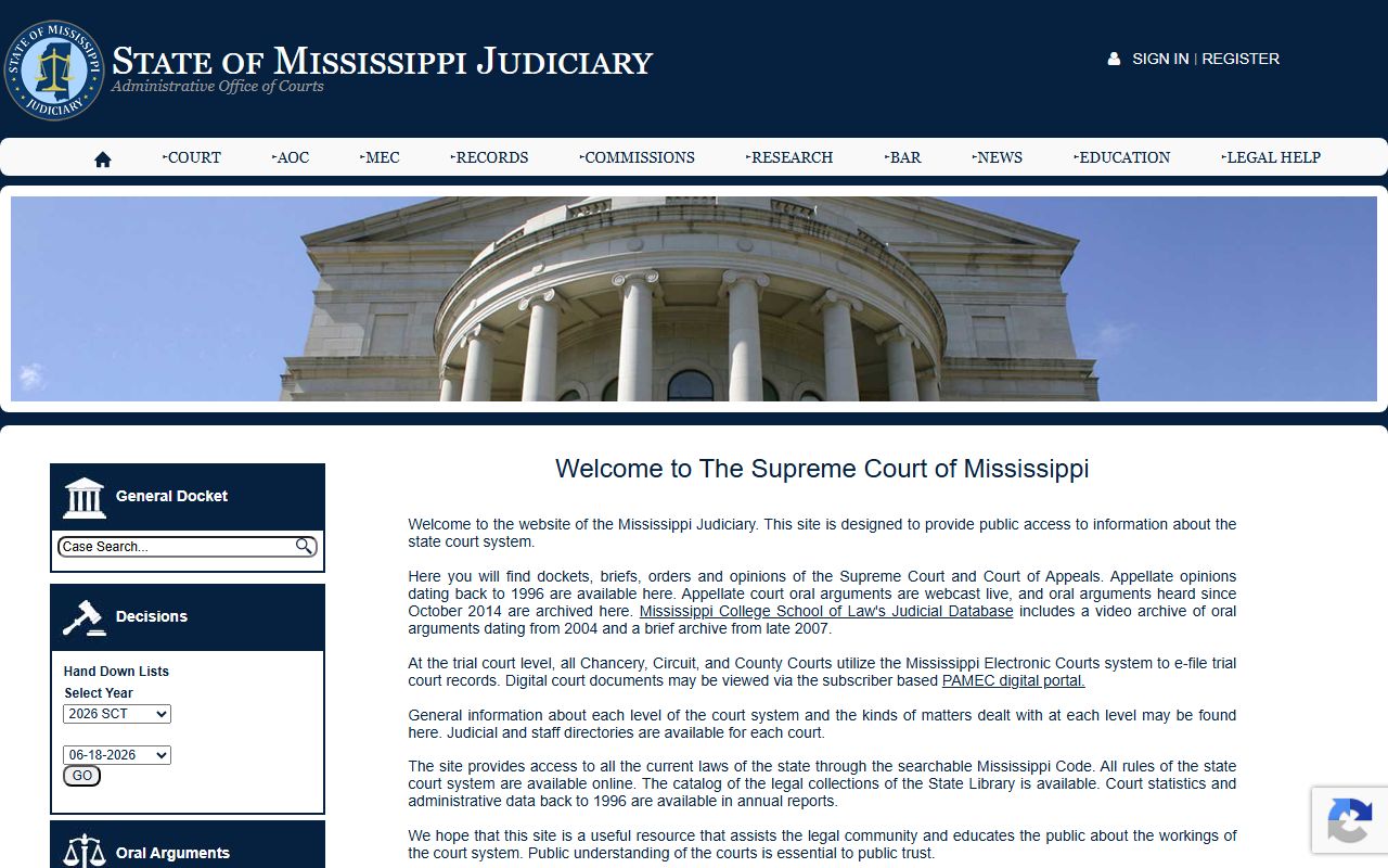 Walthall County court records and Mississippi Judiciary system