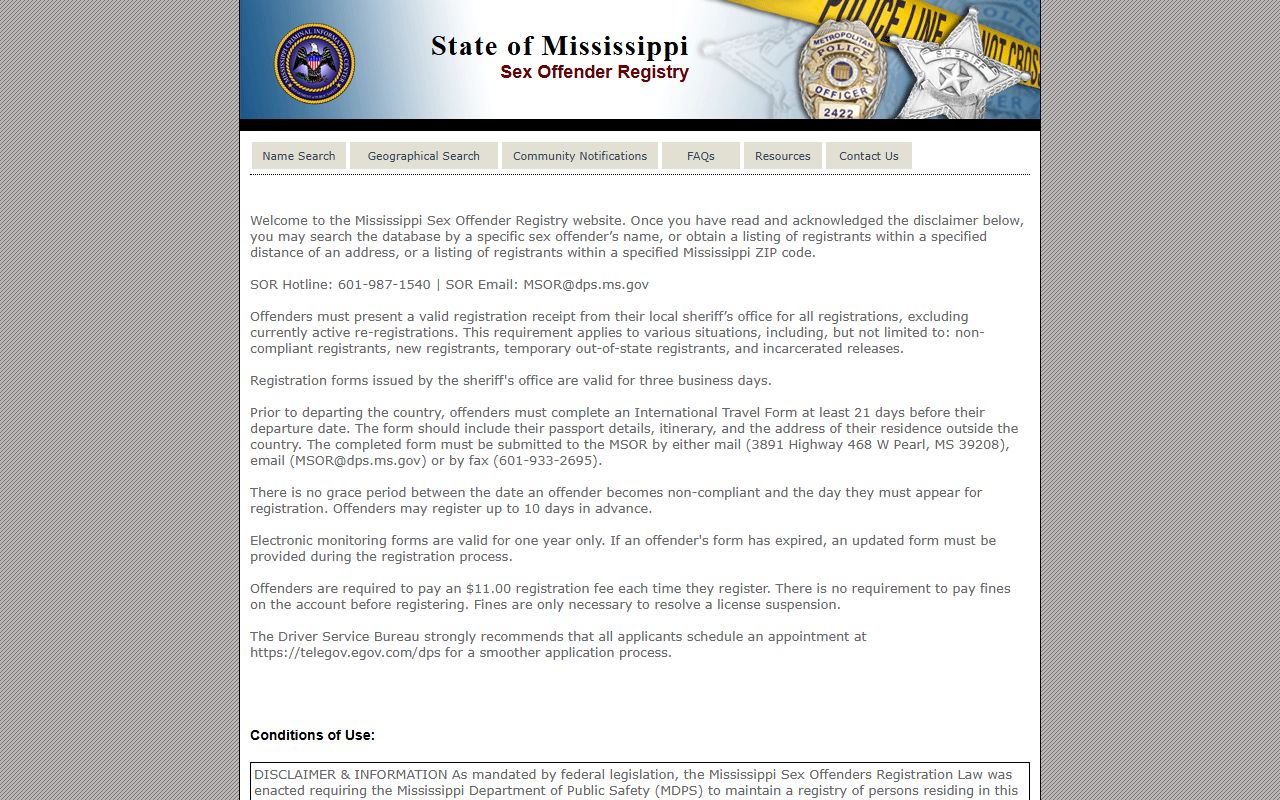 Mississippi sex offender registry linked from Walthall County inmate records