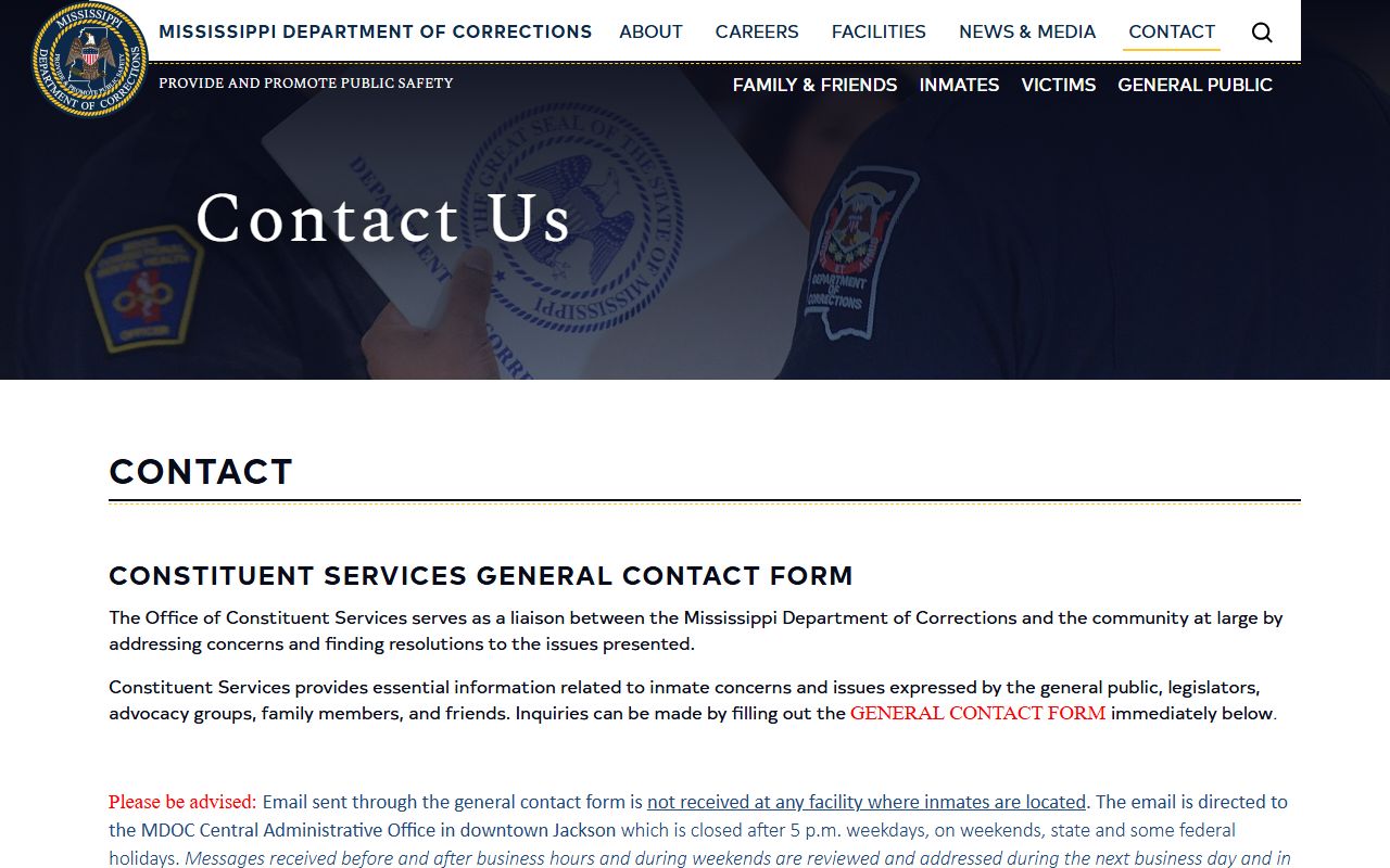 MDOC contact page for offender records tied to Walthall County probate matters